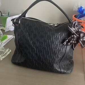 Louis Vuitton Black Satchel with Monogram Detail